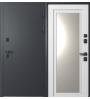 Входная дверь Termo-2 c зеркалом Графит муар/Белый снег