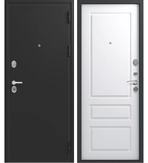 Стальная дверь Эталон Х-6 черный муар/белый софт