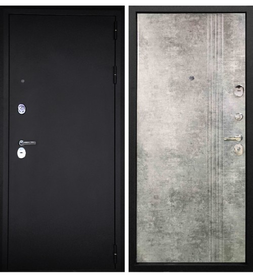 Стальная дверь Эталон стандарт А-2 черный муар/бетон темный