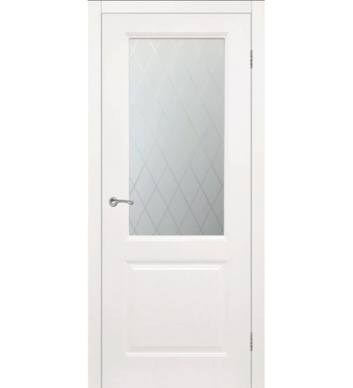 Дверь Румакс Ника-2 ДО стекло сатинат матовое с гравировкой рис.1 белая эмаль