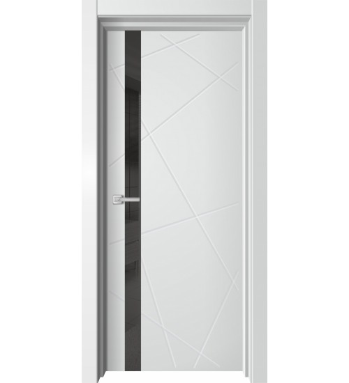 Дверь Premiata-2 софт белый, черный лакобель, алюм кромка