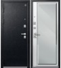 Металлическая дверь Центурион, LUX-1, зеркало, черный муар/софт белый
