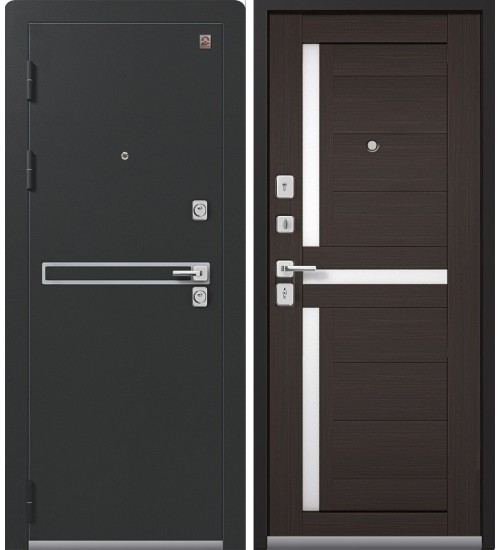 Металлическая дверь Центурион, LUX-3, черный муар/лиственница темная