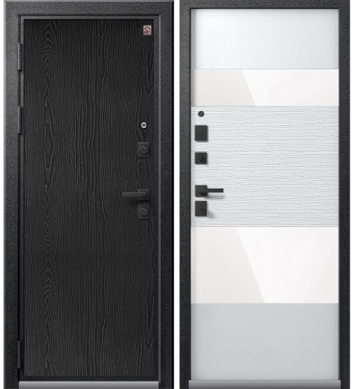 Дверь Центурион, LUX-8, распил графит/софт белый со стеклом