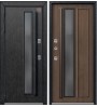Металлическая дверь Т-5 Premium Центурион черный муар/миндаль стеклопакет GREY