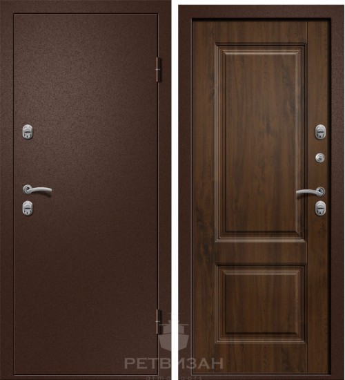 Стальная дверь Триера-100 термо медь/дуб темный