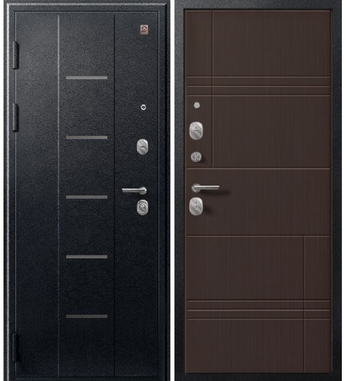 Дверь Центурион V-06 черный муар/лиственница темная