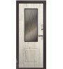 Стальная дверь Веста Термо RAL 8019 шагрень матовая/дуб полярный+стеклопакет 44мм Бронза
