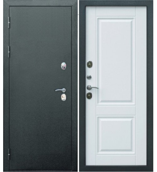 Входная уличная дверь Isoterma серебро/велюр белый софт