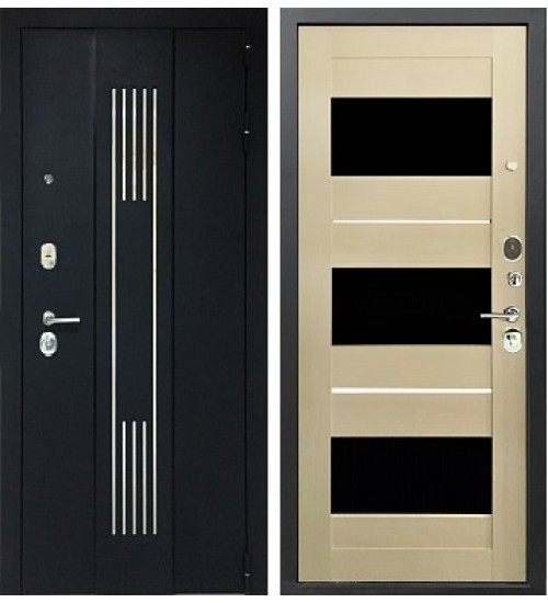 Стальная дверь Хит-16 черный сатин/лиственница