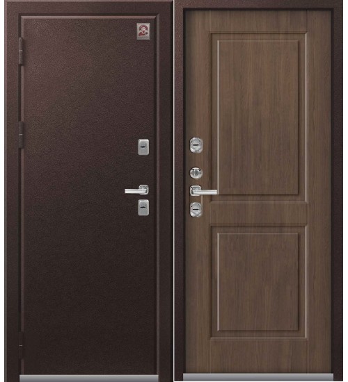 Стальная дверь Т-2 Центурион шоколадный муар/дуб янтарный